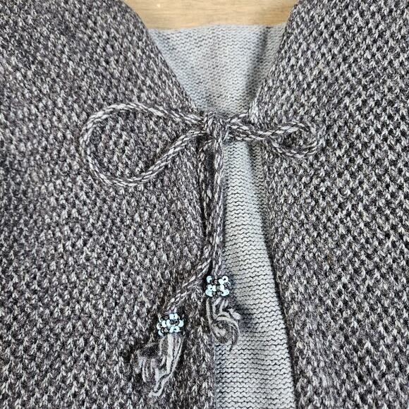 J. Jill Long Cardigan Sweater Size Medium Blue Wool Cotton Blend Beaded Tie - Picture 5 of 7